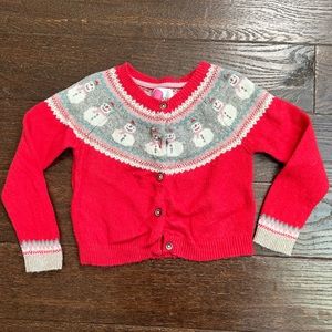 Mini Boden size 3-4 Christmas snowman fair isle cardigan